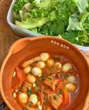 Chả Cá, Trứng Cút Chiên Sốt Cà Chua Chấm Rau Sống