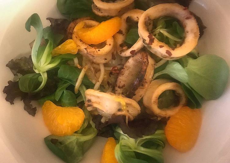 Recipe of Speedy Salt &amp; Pepper Calamari with Noodle &amp; Mandarin Salad