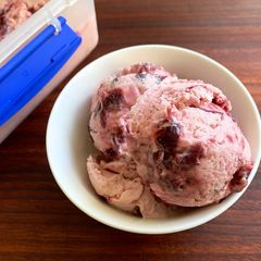 A picture of Super Easy Cherry Jam & Yoghurt Ice Cream.