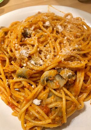 Foto resep Spaghetti red sauce mushroom