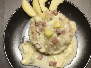 Risotto pommes andouille camembert