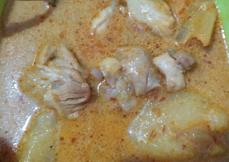 Resep Sayur Kuah Opor Kare / kari Ayam + Sambal terasi pedas (Belacan) yang mudah