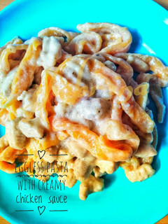 Foto resep Eggless pasta with creamy chicken sauce