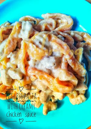 Foto resep Eggless pasta with creamy chicken sauce