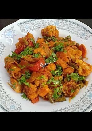 A picture of Mixed Vegetables dry Sabzi.