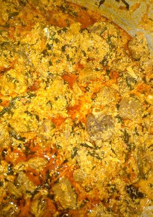 A picture of Egusi soup (melon).