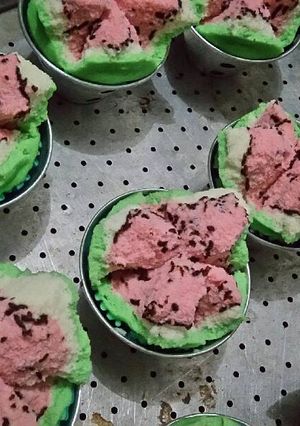 Foto resep Bolu kukus Semangka #nogagal