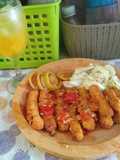 Nugget geprek + es buah carica