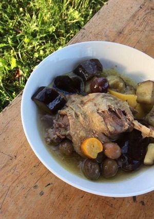A picture of Duck Tagine with Olives and Preserved Lemon.