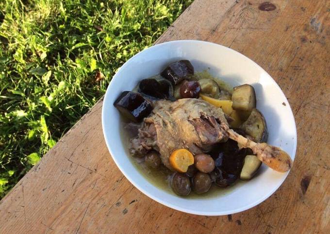 Tajine de canard aux olives et citron confit