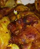 Pollo frito con cúrcuma y jengibre