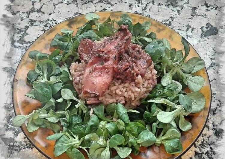 Pota con arroz caldoso