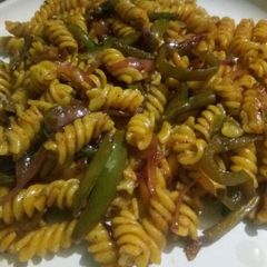 A picture of Pasta with veggies.