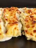 Canelones de pollo y champiñones al curry
