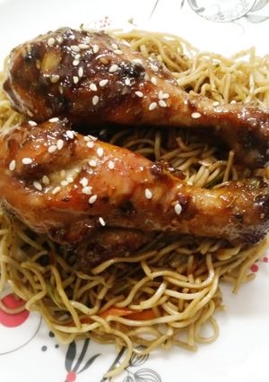 A picture of Honey garlic chicken.