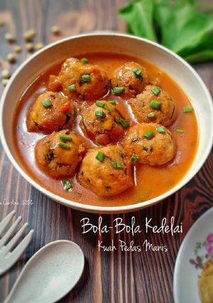Foto resep Bola-Bola Ampas Kedelai Kuah Pedas Manis