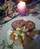 Pulpón relleno de jamón, panceta, queso, morrón, y aceitunas