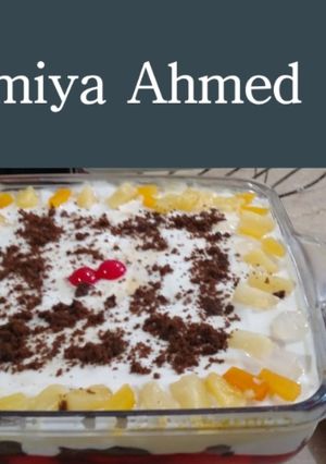 A picture of Fruit Cocktail Custard #CookpadFruits #FunWithFruits.