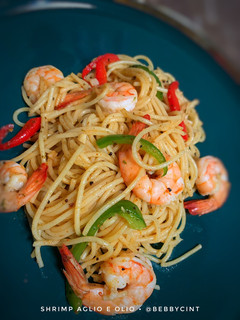 Foto resep Shrimp spaghetti aglio e olio