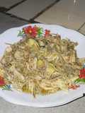 Tumis jantung pisang teri