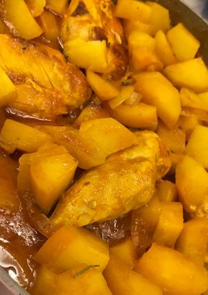 صورة لوصفة ايدام البطاطا بصدور الدجاج