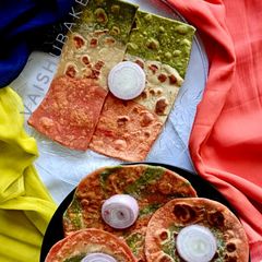 A picture of Tricolour Veggies & Panneer Paranthas.