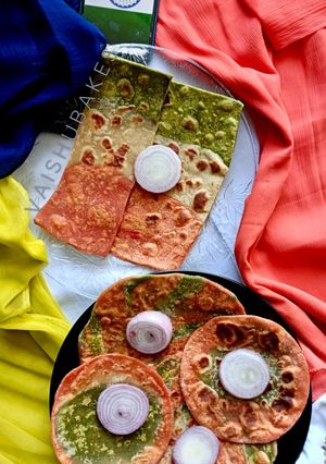A picture of Tricolour Veggies & Panneer Paranthas.