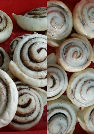 Una foto de Cinnamon rolls o rollos de canela