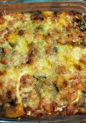 Una foto de Lasaña de berenjena y filetes de pavo