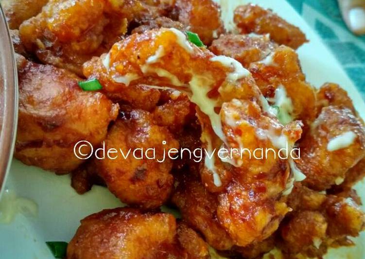 Ayam filet tepung bumbu pedas mayones