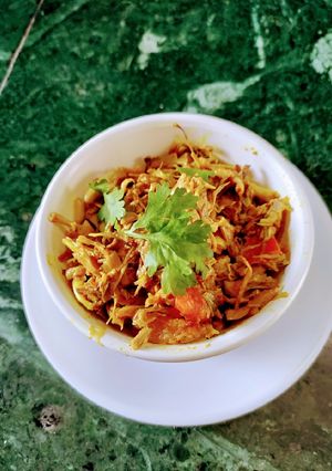 A picture of Raw Banana Flowers Curry.
