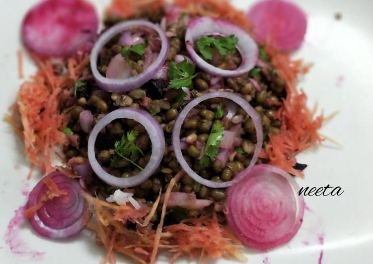 Easiest Way to Prepare Healthy and Nutritious Moong Carrot Onion Salad in 31 Minutes for Young Wife