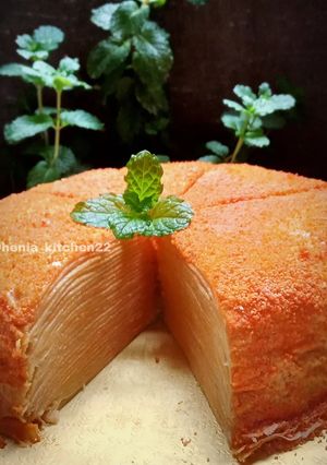 Foto resep Mille crepes cake orange