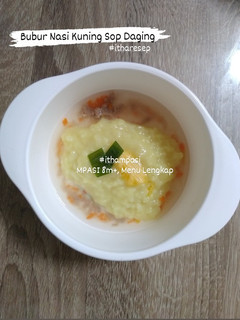 Foto resep MPASI 8m+, Bubur Nasi Kuning Sop Daging