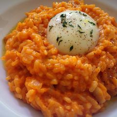 A picture of Bacon and egg risotto.