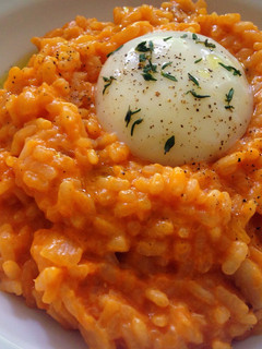 A picture of Bacon and egg risotto.