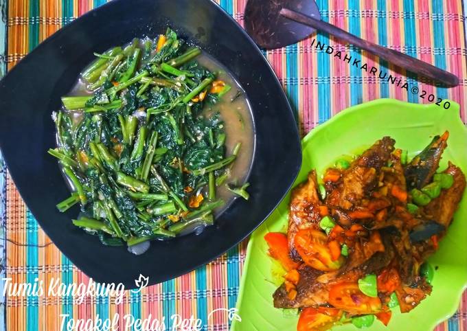Langkah Mudah untuk Menyiapkan Tumis Kangkung &amp;amp; Tongkol Pedas Pete yang Enak Banget