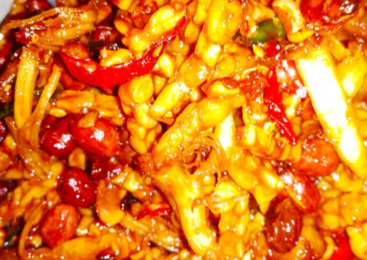 Ayam suir mix tempe kacang