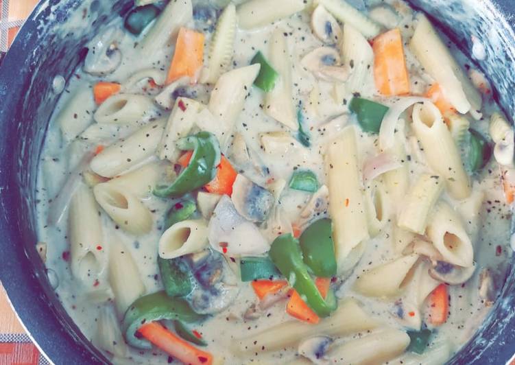 Easiest Way to Make Homemade White sauce veggie pasta