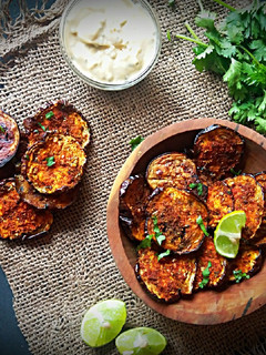 A picture of Backed eggplant chips.