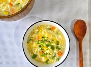 Foto resep Egg Drop Corn Soup With Tofu