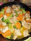 Pollito con brócoli y zanahoria