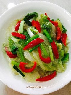 Foto resep Tumis sayur selada (talume)& cabe paprika