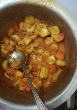 A picture of Peanut butter matoke/plantains.