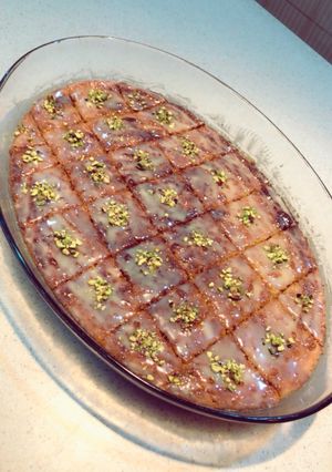 صورة لوصفة بسبوسة الحليب المحموس لذيذه