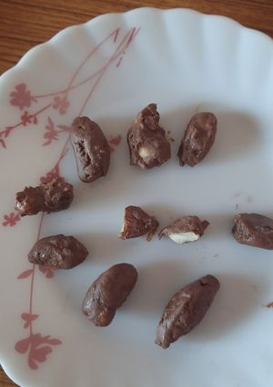 A picture of Chocolate coated nuts.