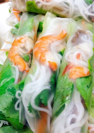 A picture of Shrimp and Pork Spring Rolls.