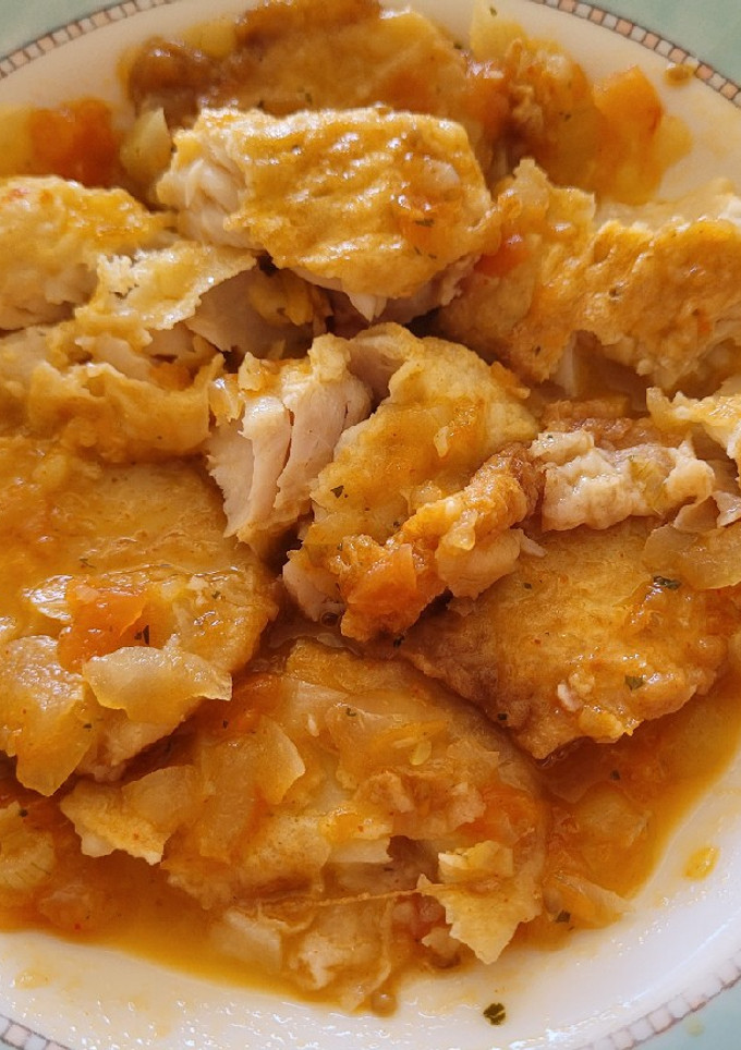Una foto de Patatas rebozadas con merluza o Patatas a la importancia