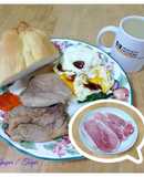 超營養早午餐
雙蛋黑豬胛心排佐復興航棧麵包配好市多芭樂綠茶