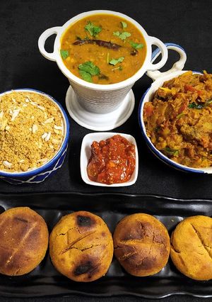 A picture of Rajeshthani Thali (Dal Baati With Churma).